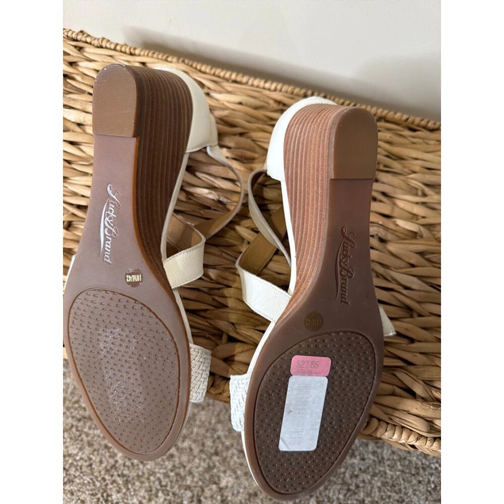 Lucky brand, white, leather woven, sandal, wedge 10 396 - Picture 7 of 8